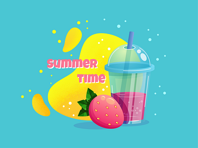 Summer time 2d ai art cartoon design illustration vector