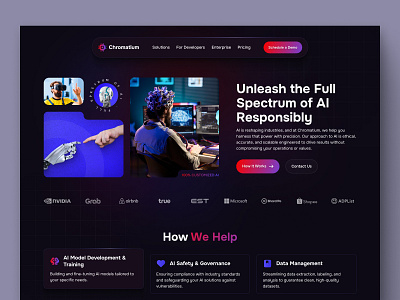 AI-Powered Business Website – Futuristic UI Concept ai ux artificial intelligence company profile ui design website design