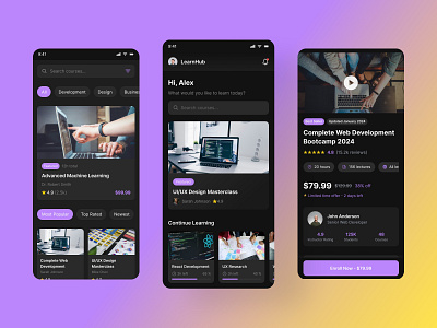 E-Learning Mobile App app design clean college courses courses app digital education e learning ios learning app design learning language app learning platform mobile app modern online course app online education school study ui university ux