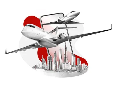 Vistajet illustration by Ewelina Dymek artist city composition creative creator design illustration jsr phone plane vistajet