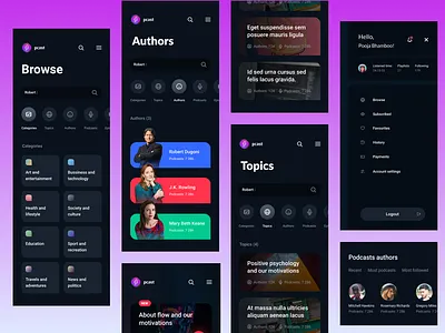 Podcasts 3d animation branding graphic design listners logo motion graphics podcasts stories ui