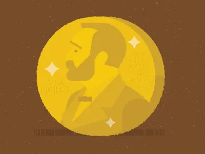 Nobel Prize Medal beard gold illustration international literature medal medicine nobel peace portrait prize profile science shine side view