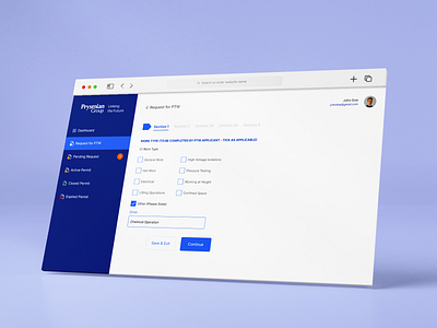 PTW Request Form design form product ptw request ui ui design