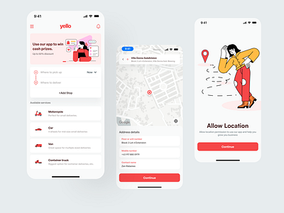 iOS Courier delivery app concept app clean design illustration minimal ui ux