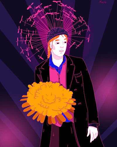 Dandelion boy 2d art graphic design illustration typography vector