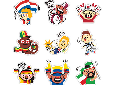 FIFA World Cup Qatar 2022 Stickers 2d app character design football illustration sticker world cup
