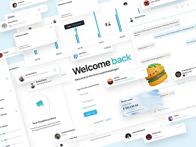 Cryptomessages Web App UI app cards chat components crypto dashboard design design system finance logo messages messenger minimal transaction typography ui user experience user interface ux web design