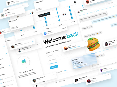 Cryptomessages Web App UI app cards chat components crypto dashboard design design system finance logo messages messenger minimal transaction typography ui user experience user interface ux web design