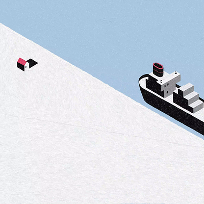 The Big White 2d animation atmospheric house illustration isometric ship snow