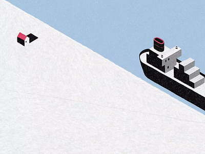 The Big White 2d animation atmospheric house illustration isometric ship snow