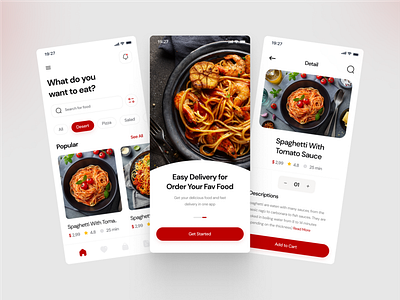 Food Delivery Mobile App app application delivery design dish food meal menu mobile app online order red ui uidesign user experience user interface ux