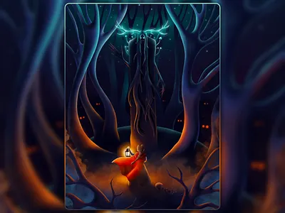 Forest spirit. Sudden meeting adobe illustrator animals art artist artwork branding brush cartoons childrens book childrens illustration colors design digital digitalart illustraion illustration logo poster procreate ui