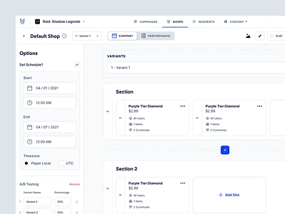 Userwise.io | Liveops Engine for Mobile Games complex dashboard engine gaming interface liveops product product design saas software tool