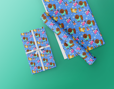 Curly-Tailed Dogs in the Snow Wrapping Paper chow chow curly tailed dogs design dog dogs graphic design husky illustration pattern pug pup seamless pattern shiba inu snow snow dogs winter dogs winter wonderland wrapper paper