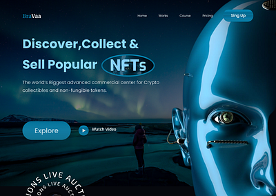 BraVaa NFT Market place website landing page design 2022 design best design buy discover minimalist nft nft marketplace nft website popular sell syful sylgraph trend trending trending 2022 web web design web ui website website design