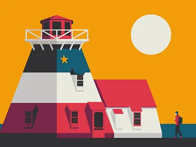 Acadian Lighthouse acadian adobe illustrator branding canada canadian conceptual illustration design flat flat design illustration illustrator landscape lighthouse minimalism tourism vector