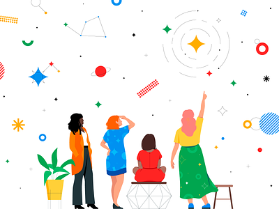 Google Polaris adobe illustrator branding character design design female flat galaxy google illustration illustrator inclusion universe vector
