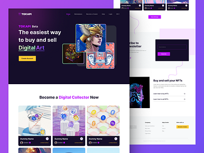 NFT Marketplace - Web Design blockchain blockchain web design creative nft crypto digital nft figma marketplace marketplace design minimal nft nft art nft art web nft marketplace design nft web ui ui design uidesignhunt uiux ux web design