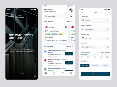 Job Finder App app design job job app job finder job market job marketplace job platform job portal job search job seeker mobile app ui ui design ux