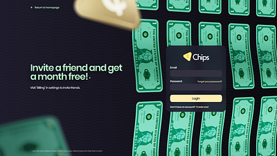 Budgeting web-app login - Chips 3d budgeting chips dark green login money ui