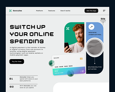 Xercules financial fintech landing page ui uiux ux web design website