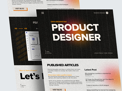 Product Designer - Website blog dark darkmode light lightmode mode portfolio portofolio product design productdesigner profil profile ui uiux ux