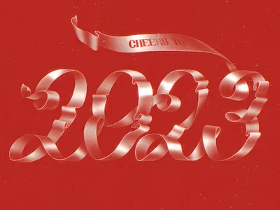Cheers! 2023 2d calligraphy cheers christmas design graphic design illustration lettering new year procreate red type typography typography design