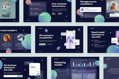 Glassmorphism Multipurpose Presentation Template clean colorful company corporate google slides keynote modern multipurpose multipurpose template photography pitch deck portfolio powerpoint presentation studio template unique web design web development website