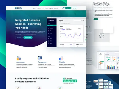 Biznify- Integrated Business Solution biznify business website figma sass template template design ui ui design ui ux user experience user inteface ux ux design web application website design website ui