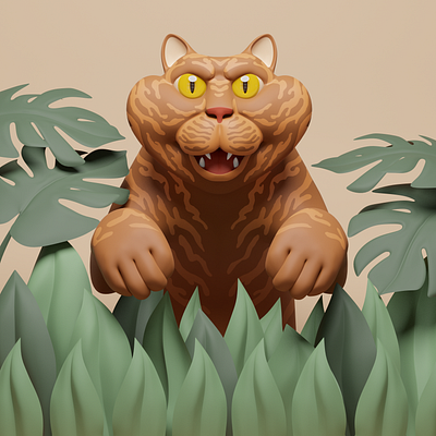 cat 3d concept illustration