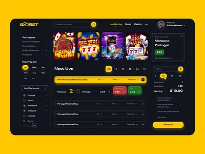 Sports betting dashboard | Dark betting casino clean dark dark mode dashboard minimal sport ui ui inspiration ui ux design web web design website design