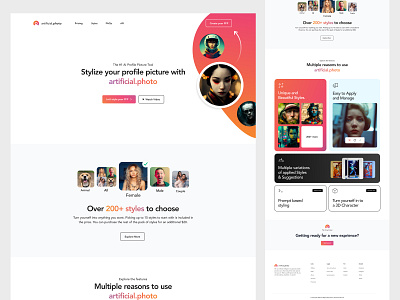 Web/Landing Page Design avatar maker clean design landing page marketing nft saas ui web design