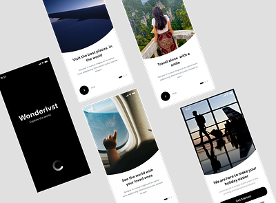 UI/UX Design For Travel App adobe xd app app design black and white design branding design figma mobile app mobile app design monochrome design travel app travel mobile app ui uiux uiux design user interface userexperience