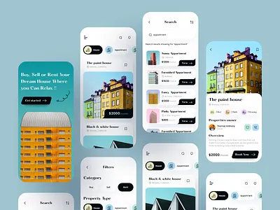 Real Estate Mobile App 2023 trend apartment app app design application branding buy design home house rent app illustration minimal property real estate agency real estate mobile app rent rent home sell ui ux