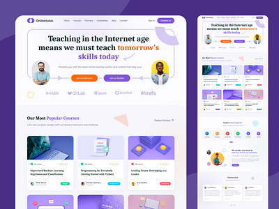 e-learning platform or online education Figma template academy college e learning figma lms online class online courses online education pre school school training ui ui ux university user experience design website design