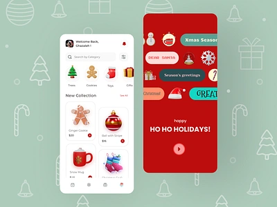 Christmas app 🎄🎁 app christ mas christmas christmas gift clean gift green holiday minimal mobile app mobile ui new year new year eve red santa santaclaus secret santa ui app ux xmas