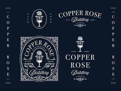 Copper Rose Distillery brand identity branding copper design distillery distilling co hand drawn illustration logo modern logo organic packaging packaging design retro logo sophisticated vi vintage vintage logo