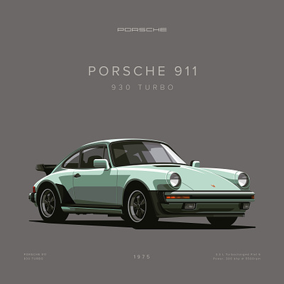 Porsche 911 (930 turbo) automotive bucket cars clean design flat illustration porsche slick vector vehicle