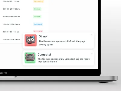 Flash Message 011 3d cat challenge dailyui design error flash message notification push success table ui ux