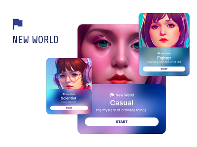 New World ai app card character game gameapp graphic design illustration prod product product design ui ux