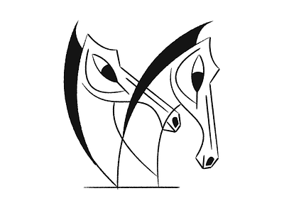 Horse animal art black and white brush graphic horse illustration ink line nature sketch vector