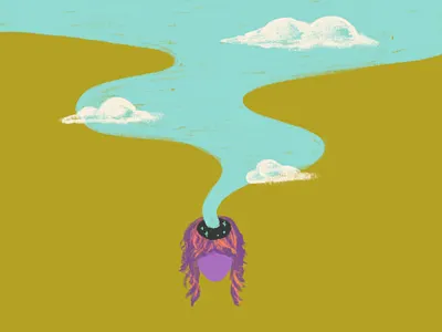 In the Clouds clouds figure hand drawn head in the clouds head space illustration meditation mindfulness procreate self image self portrait sky woman