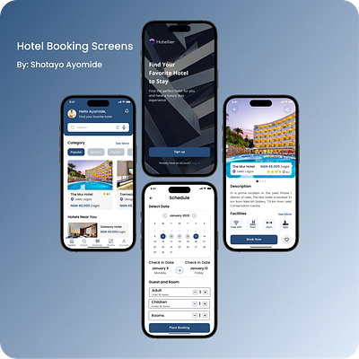 Hotel booking screens design ui ux