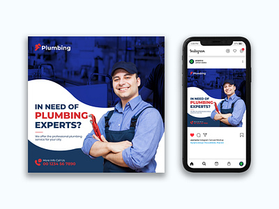 Plumbing Services Social Media Post Design ad banner ads banner design branding design facebook ads facebook banner facebook post google ad banner graphic design instagram post linkedin post logo photoahop plumber plumbing social media social media kit