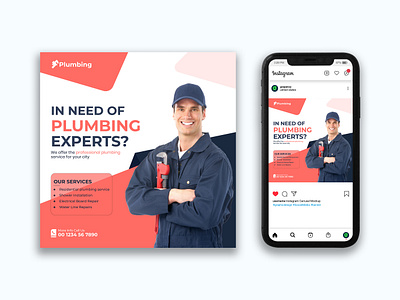 Plumbing Services Social Media Post Design ad banner ads banner design branding design facebook ads facebook banner facebook post google ad banner graphic design instagram post linkedin post logo photoshop plumberservice plumbing postetsinspiration social media social media kit social media post