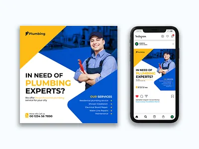 Plumbing Services Social Media Post Design ad banner ads banner design branding design facebook ads facebook banner facebook post google ad banner graphic design instagram post linkedin post logo photoshop plumber plumberservice plumbing social media social media kit social media post