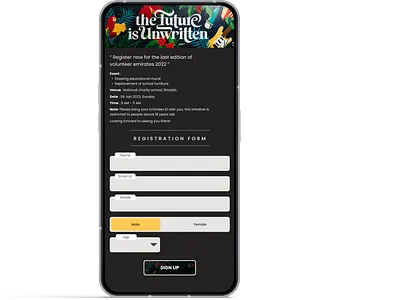 Sign up page for a volunteer event app dailyuichallenge design signup ui ux