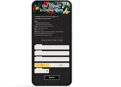Sign up page for a volunteer event app dailyuichallenge design signup ui ux