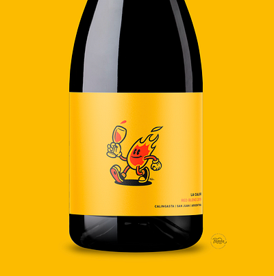La Calor | Wine label design & Illustration character design colorful design etiqueta fire fuego handmade illustration minimalist packaging vino wine label yellow