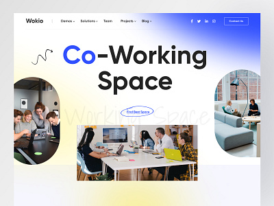 Co-Working Space Landing Page Header Exploration 2022 trend co working space dribbble best shot gradient header landing page landing page design minimal popular shot real estate real estate agency real estate agent redesign trends ui design visual design web design webdesign website concept website design